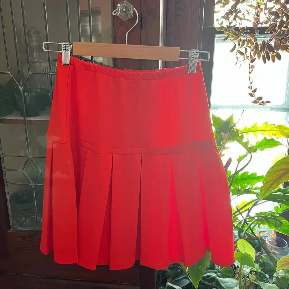 Vintage 70s Act III Red Pleated Drop Waist Tennis Skirt Mini XS Sporty Blokecore